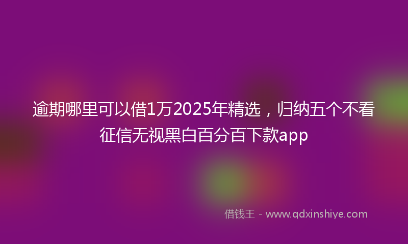 逾期哪里可以借1万2025年精选，归纳五个不看征信无视黑白百分百下款app