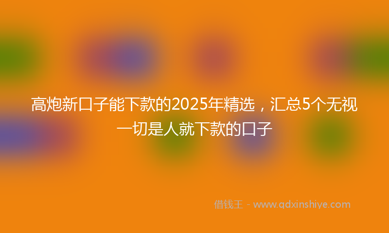高炮新口子能下款的2025年精选，汇总5个无视一切是人就下款的口子