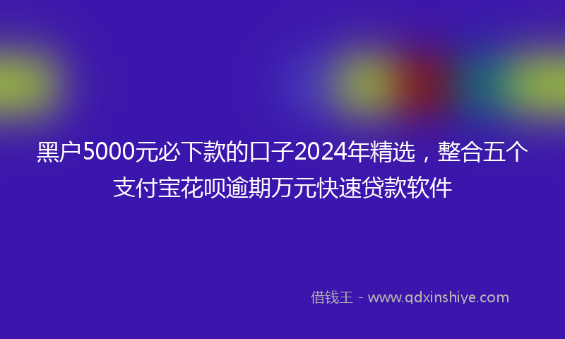 黑户5000元必下款的口子2024年精选，整合五个支付宝花呗逾期万元快速贷款软件