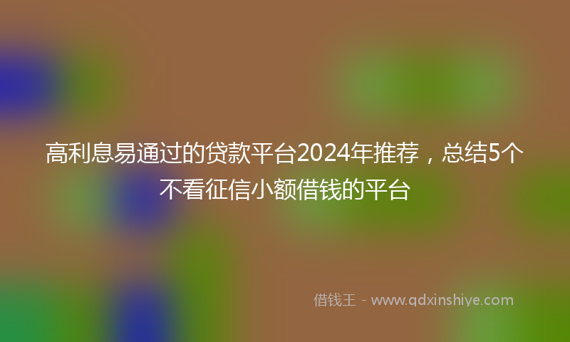 高利息易通过的贷款平台2024年推荐，总结5个不看征信小额借钱的平台