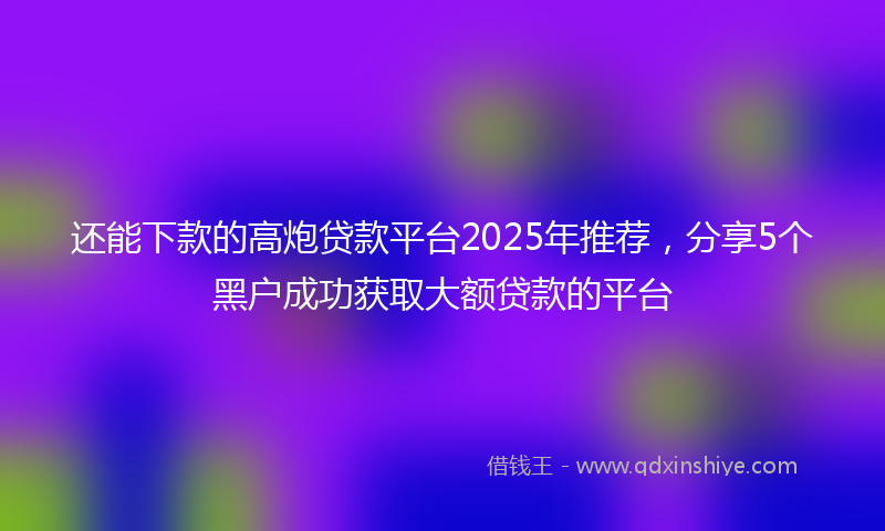 还能下款的高炮贷款平台2025年推荐，分享5个黑户成功获取大额贷款的平台