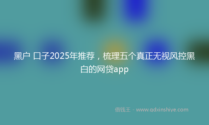 黑户 口子2025年推荐，梳理五个真正无视风控黑白的网贷app