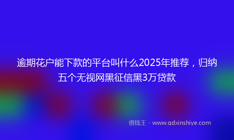 逾期花户能下款的平台叫什么2025年推荐，归纳五个无视网黑征信黑3万贷款