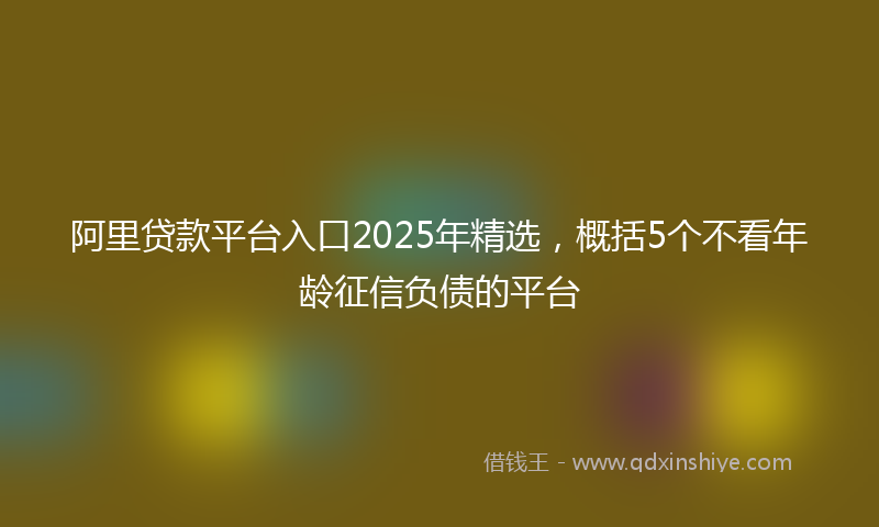 阿里贷款平台入口2025年精选，概括5个不看年龄征信负债的平台
