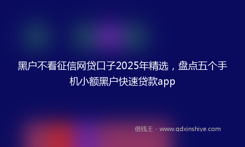 黑户不看征信网贷口子2025年精选，盘点五个手机小额黑户快速贷款app