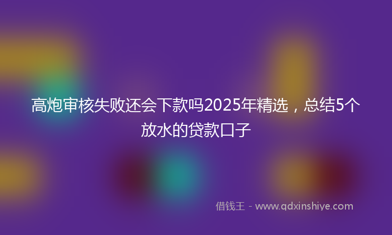 高炮审核失败还会下款吗2025年精选，总结5个放水的贷款口子