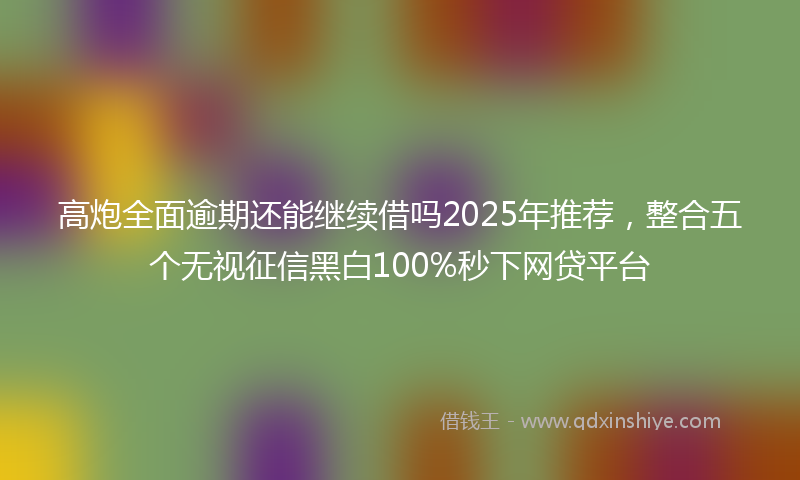 高炮全面逾期还能继续借吗2025年推荐，整合五个无视征信黑白100%秒下网贷平台