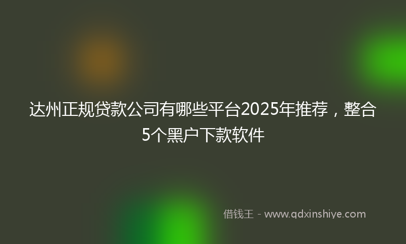达州正规贷款公司有哪些平台2025年推荐，整合5个黑户下款软件