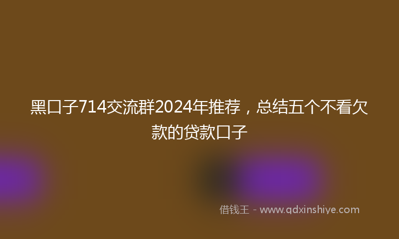 黑口子714交流群2024年推荐，总结五个不看欠款的贷款口子