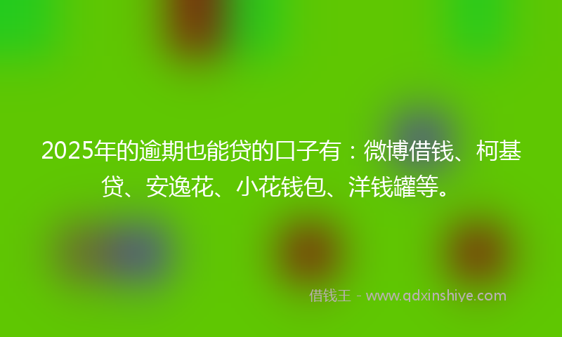 2025年的逾期也能贷的口子有：微博借钱、柯基贷、安逸花、小花钱包、洋钱罐等。