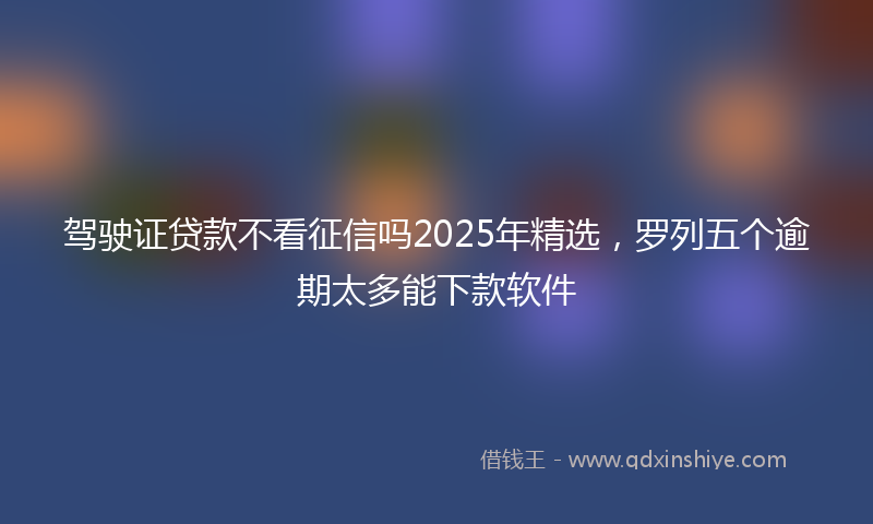 驾驶证贷款不看征信吗2025年精选，罗列五个逾期太多能下款软件