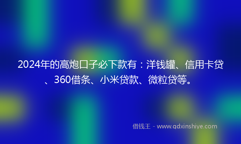 2024年的高炮口子必下款有：洋钱罐、信用卡贷、360借条、小米贷款、微粒贷等。