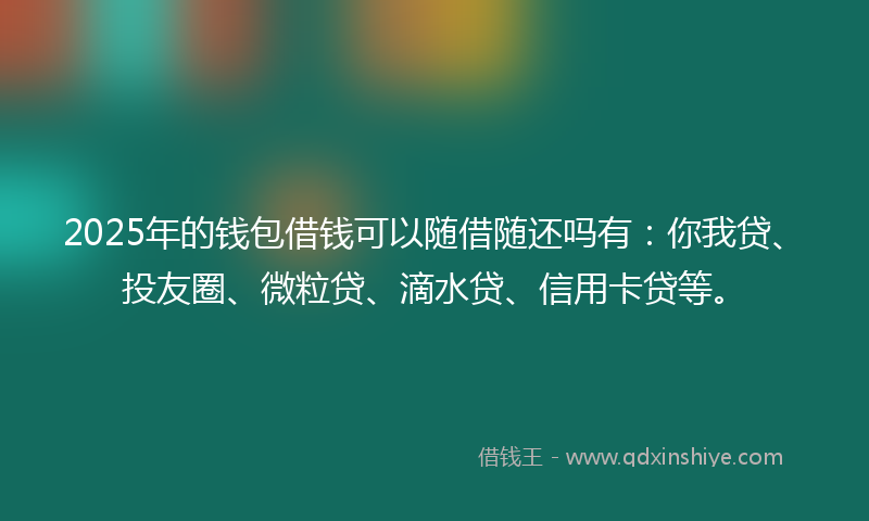 2025年的钱包借钱可以随借随还吗有：你我贷、投友圈、微粒贷、滴水贷、信用卡贷等。