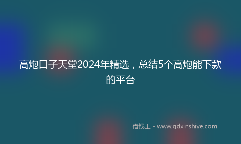 高炮口子天堂2024年精选，总结5个高炮能下款的平台