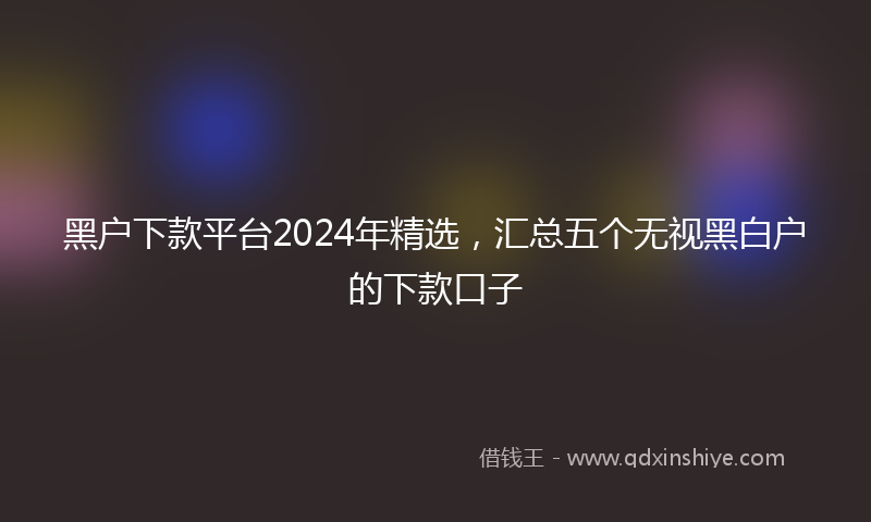 黑户下款平台2024年精选，汇总五个无视黑白户的下款口子