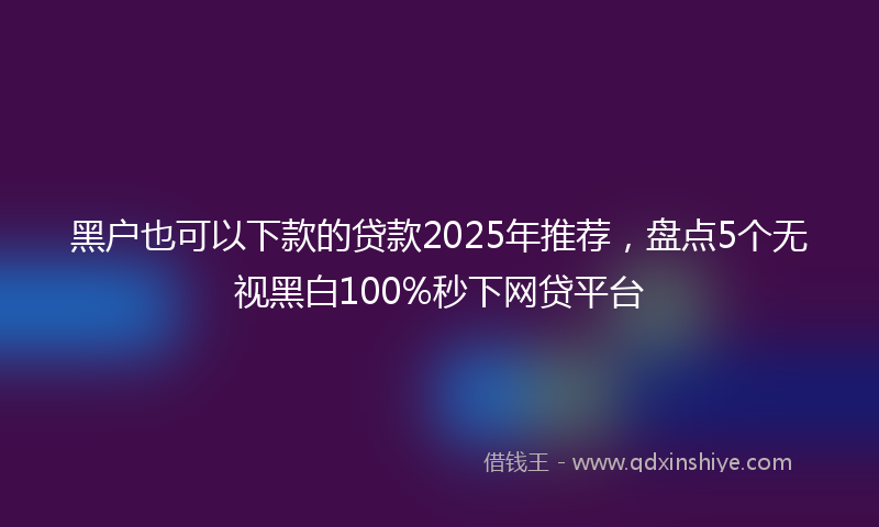 黑户也可以下款的贷款2025年推荐，盘点5个无视黑白100%秒下网贷平台