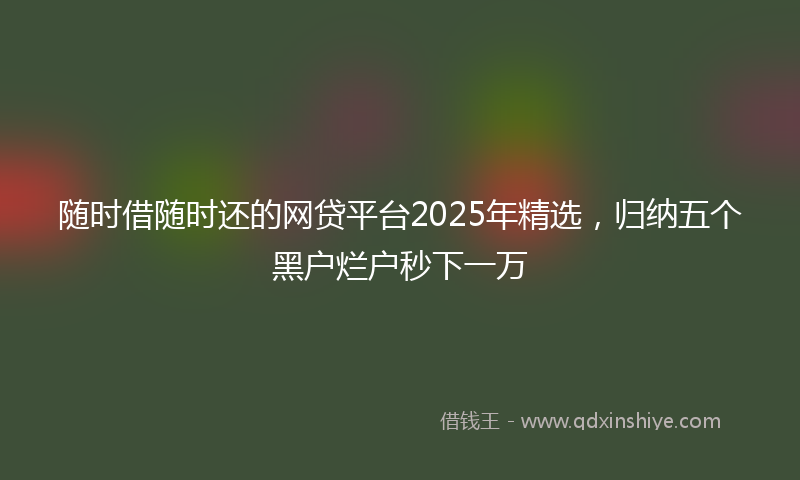 随时借随时还的网贷平台2025年精选，归纳五个黑户烂户秒下一万