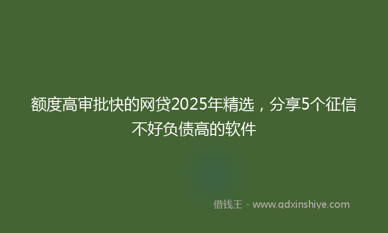 额度高审批快的网贷2025年精选，分享5个征信不好负债高的软件
