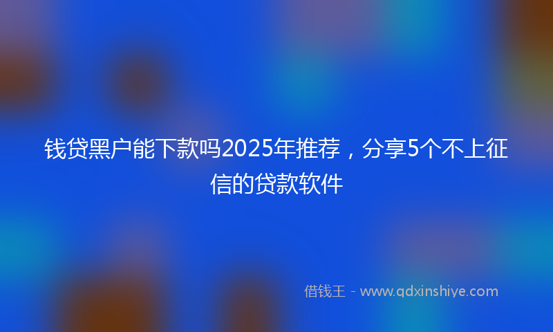 钱贷黑户能下款吗2025年推荐，分享5个不上征信的贷款软件