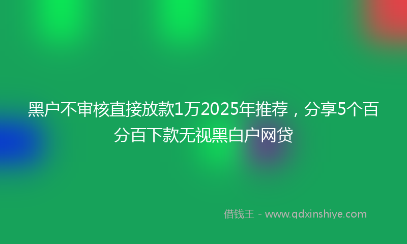 黑户不审核直接放款1万2025年推荐，分享5个百分百下款无视黑白户网贷