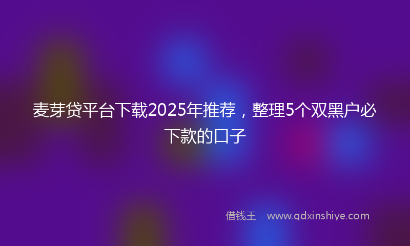 麦芽贷平台下载2025年推荐，整理5个双黑户必下款的口子
