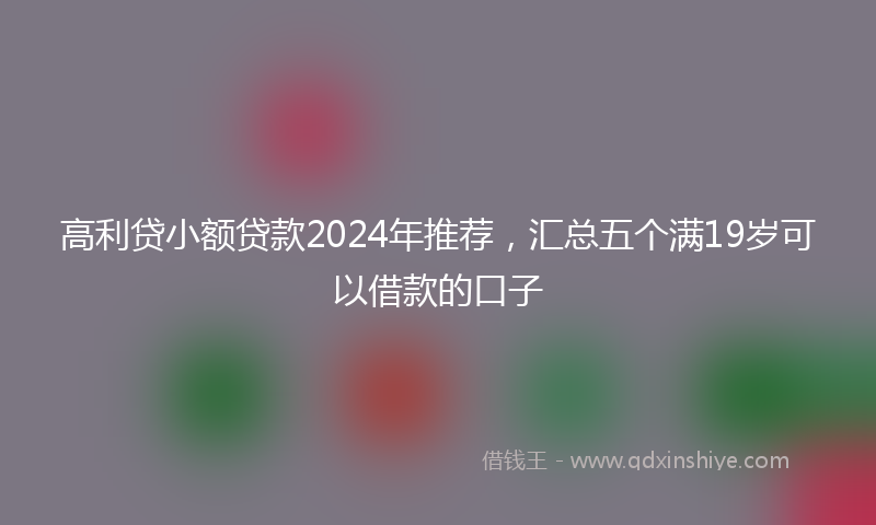 高利贷小额贷款2024年推荐，汇总五个满19岁可以借款的口子