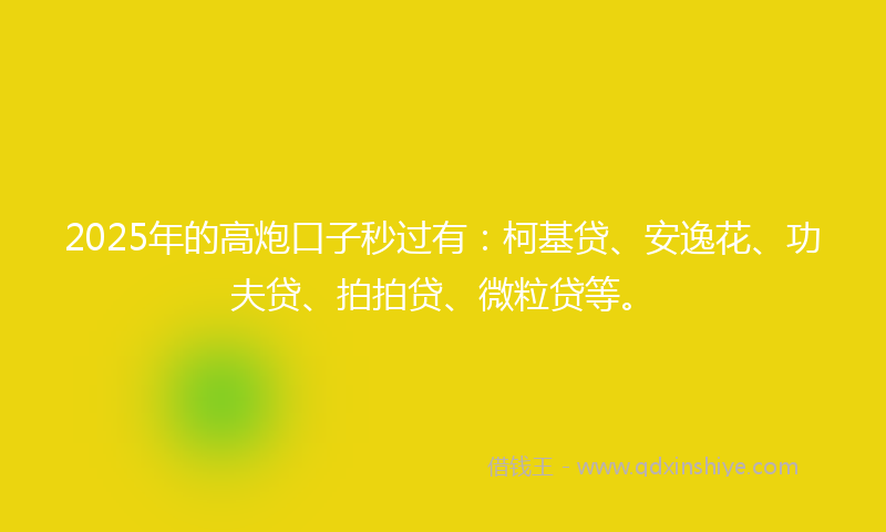 2025年的高炮口子秒过有：柯基贷、安逸花、功夫贷、拍拍贷、微粒贷等。