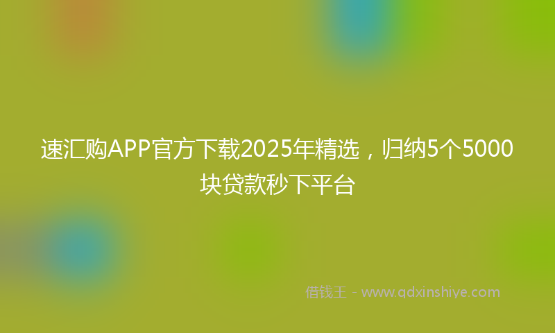 速汇购APP官方下载2025年精选，归纳5个5000块贷款秒下平台