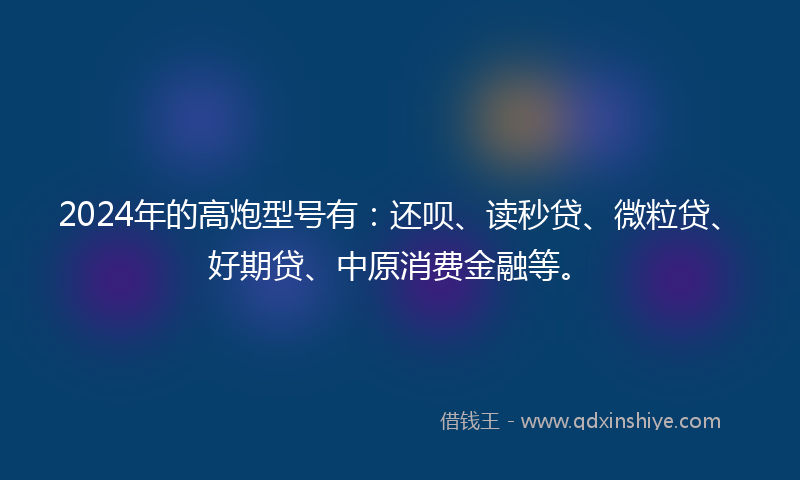 2024年的高炮型号有：还呗、读秒贷、微粒贷、好期贷、中原消费金融等。