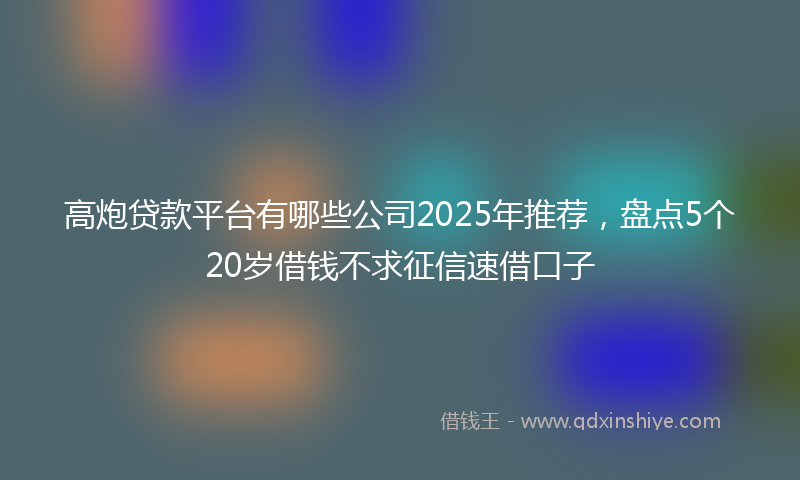 高炮贷款平台有哪些公司2025年推荐，盘点5个20岁借钱不求征信速借口子