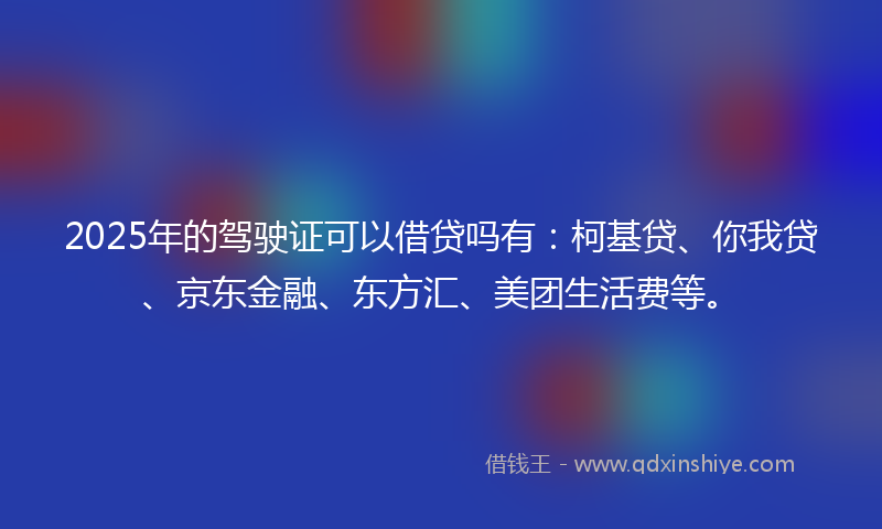 2025年的驾驶证可以借贷吗有：柯基贷、你我贷、京东金融、东方汇、美团生活费等。
