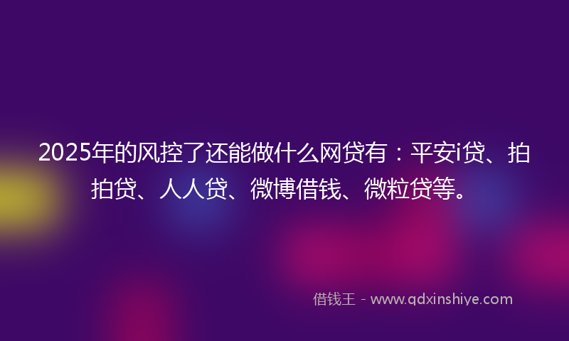 2025年的风控了还能做什么网贷有：平安i贷、拍拍贷、人人贷、微博借钱、微粒贷等。