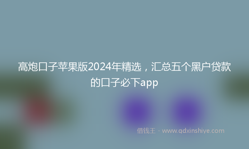 高炮口子苹果版2024年精选，汇总五个黑户贷款的口子必下app