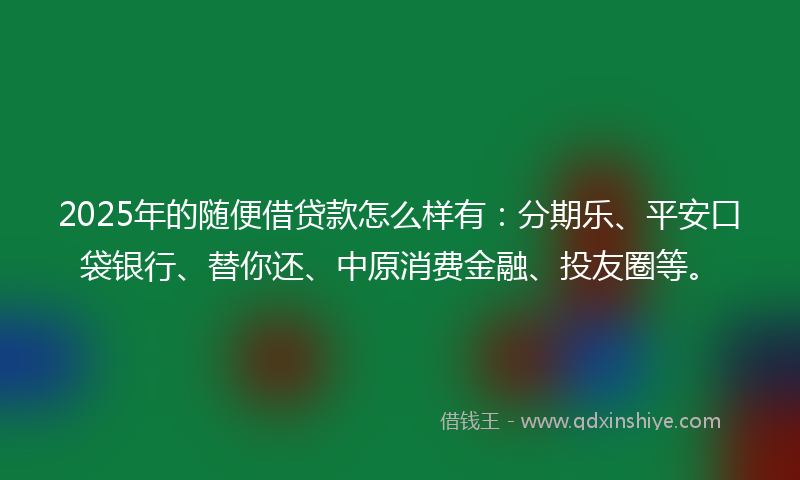 2025年的随便借贷款怎么样有：分期乐、平安口袋银行、替你还、中原消费金融、投友圈等。