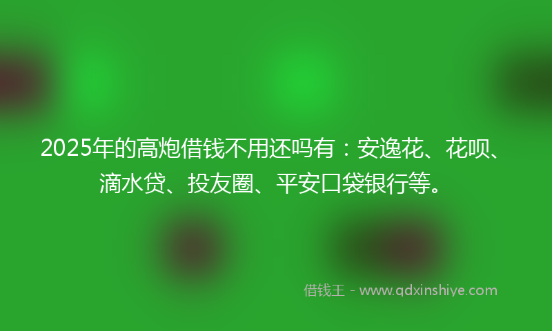 2025年的高炮借钱不用还吗有：安逸花、花呗、滴水贷、投友圈、平安口袋银行等。
