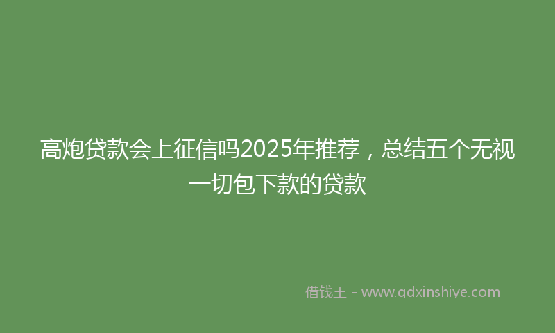 高炮贷款会上征信吗2025年推荐，总结五个无视一切包下款的贷款