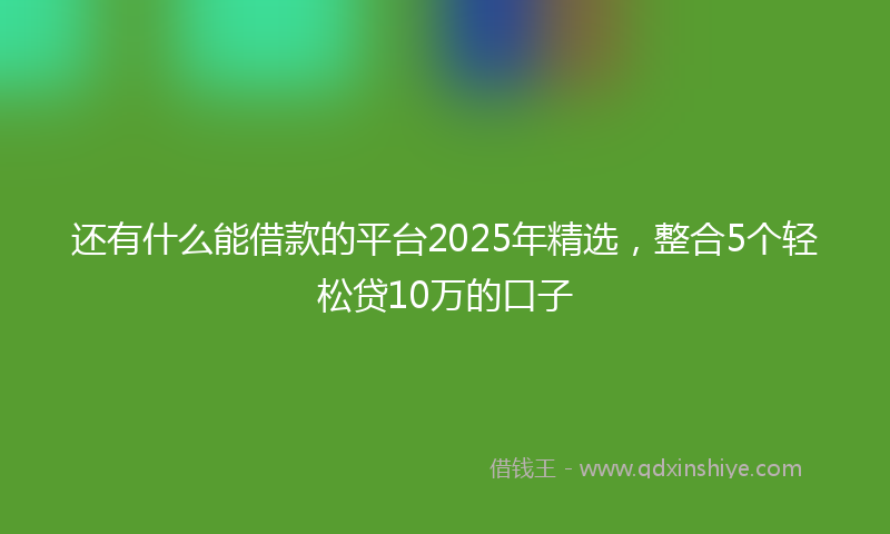 还有什么能借款的平台2025年精选，整合5个轻松贷10万的口子