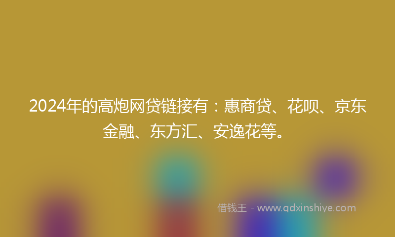 2024年的高炮网贷链接有：惠商贷、花呗、京东金融、东方汇、安逸花等。
