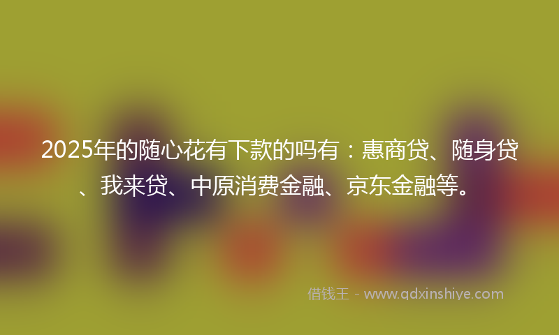 2025年的随心花有下款的吗有：惠商贷、随身贷、我来贷、中原消费金融、京东金融等。