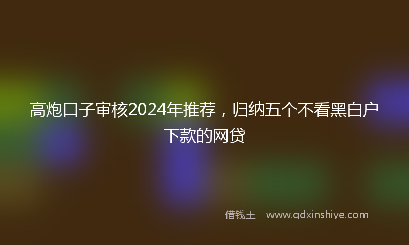 高炮口子审核2024年推荐，归纳五个不看黑白户下款的网贷