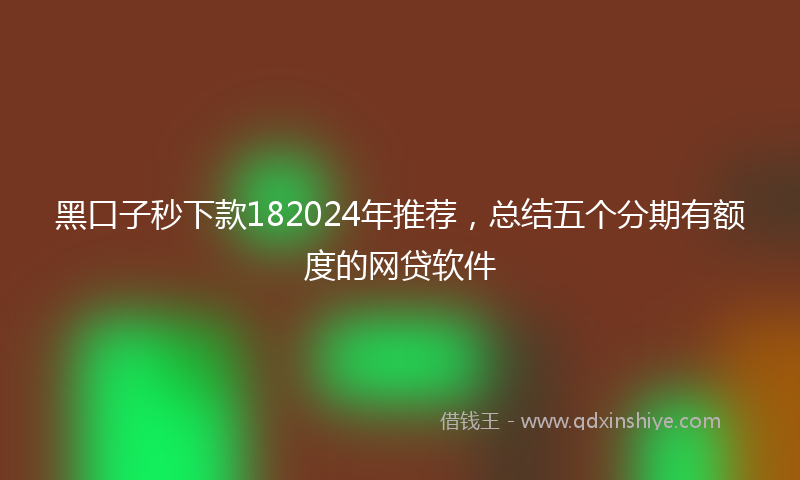 黑口子秒下款182024年推荐，总结五个分期有额度的网贷软件