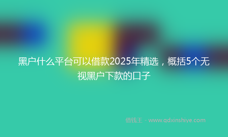 黑户什么平台可以借款2025年精选，概括5个无视黑户下款的口子