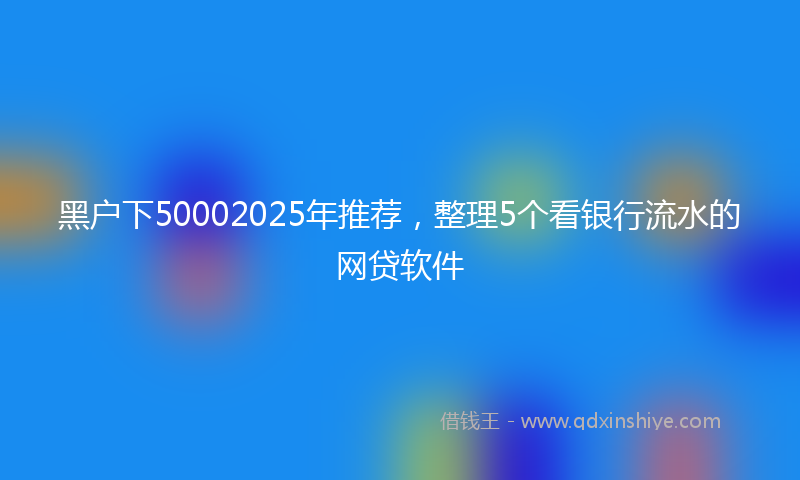黑户下50002025年推荐，整理5个看银行流水的网贷软件
