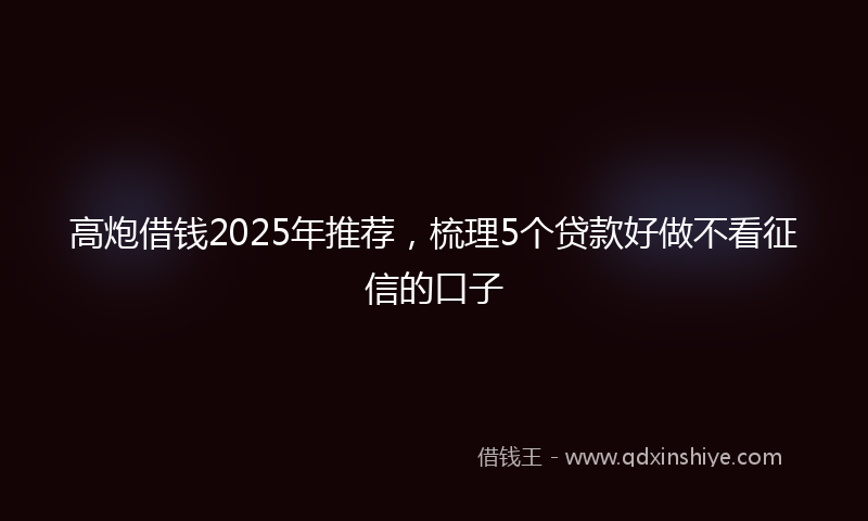 高炮借钱2025年推荐，梳理5个贷款好做不看征信的口子