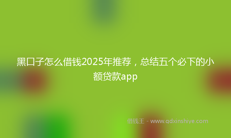 黑口子怎么借钱2025年推荐，总结五个必下的小额贷款app