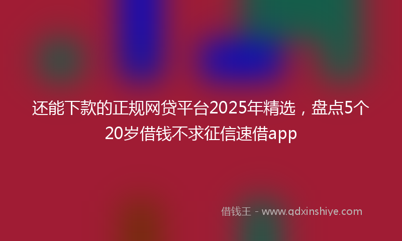 还能下款的正规网贷平台2025年精选，盘点5个20岁借钱不求征信速借app