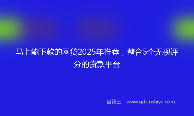 马上能下款的网贷2025年推荐，整合5个无视评分的贷款平台
