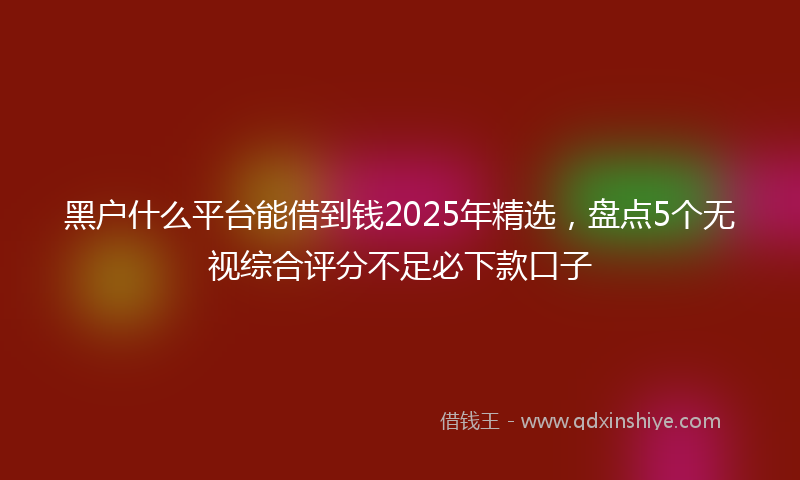黑户什么平台能借到钱2025年精选，盘点5个无视综合评分不足必下款口子