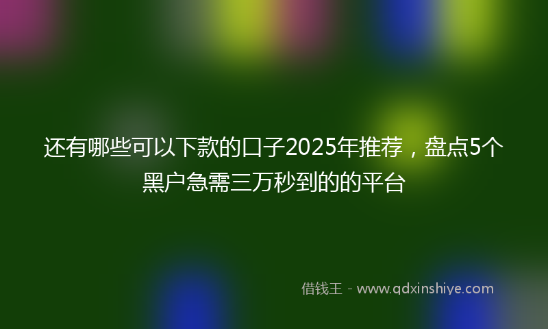 还有哪些可以下款的口子2025年推荐，盘点5个黑户急需三万秒到的的平台