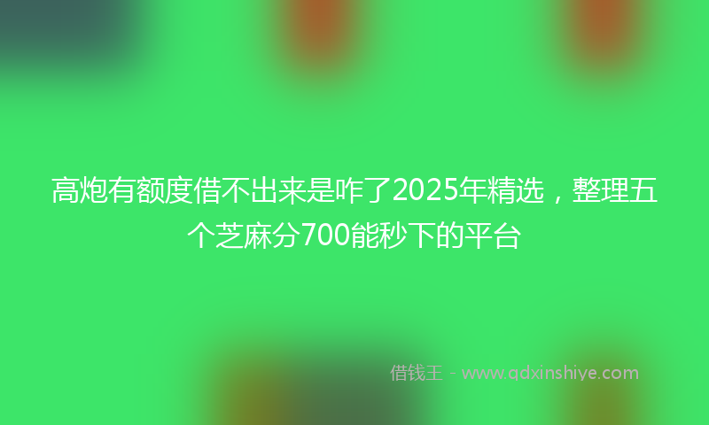 高炮有额度借不出来是咋了2025年精选，整理五个芝麻分700能秒下的平台